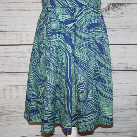 Plenty by Tracy Reese Size 4 Dress Blue Green Fit & Flare Tessa Marble Size 8 - Picture 3 of 6